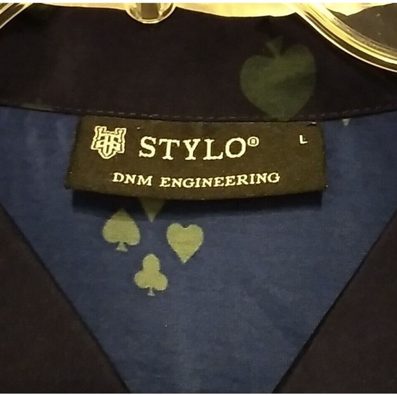 Stylo Las Vegas Gambling Dice Cards Blue Fire All Over Print Button Up Lg Shirt - Picture 3 of 10